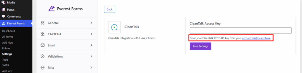 Navigate to CleanTalk Dashboard